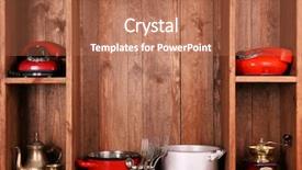  Presentation with old wooden door antique - Colorful theme enhanced with wooden shelves with antiques things backdrop and a coral colored foreground