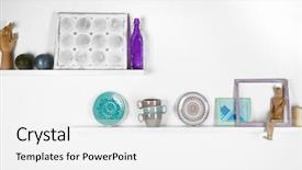  Presentation with gear wheels on wooden - Presentation having wooden shelves with decorative things background and a  colored foreground