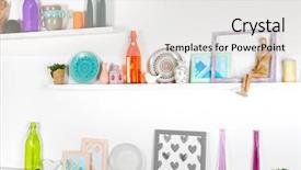  Presentation with god all things are possible - Colorful PPT theme enhanced with wooden shelves with decorative things backdrop and a  colored foreground