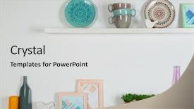  Presentation with rustic wood wooden frame - Presentation consisting of wooden shelves with decorative things background and a  colored foreground