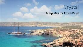  Presentation with ship - Colorful slides enhanced with wooden-ship-in-mediterranean-sea backdrop and a light blue colored foreground