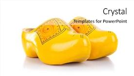 Presentation with dutch - Theme having wooden shoes traditional dutch footwear background and a white colored foreground