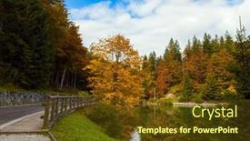  Presentation with road yellow - Theme enhanced with wooden-sidewalk-and-asphalt-road background and a tawny brown colored foreground