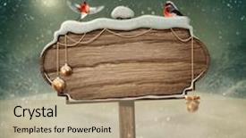  Presentation with birds - Presentation theme consisting of wooden sign and birds background and a coral colored foreground