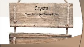  Presentation with blue aged wood sign - Colorful presentation design enhanced with wooden sign isolated backdrop and a soft green colored foreground