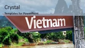  Presentation with vietnam - Amazing PPT theme having wooden sign with exotic background backdrop and a light blue colored foreground