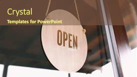  Presentation with open door - Presentation consisting of wooden-sign-with-text-open background and a tawny brown colored foreground