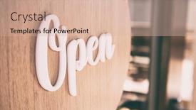  Presentation with open door - Slide deck featuring wooden-sign-with-text-open background and a lemonade colored foreground