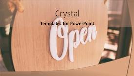  Presentation with open door - Amazing slide set having wooden-sign-with-text-open backdrop and a coral colored foreground