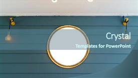  Presentation with light hanging - Cool new slide deck with wooden signboard with light bulb backdrop and a ocean colored foreground