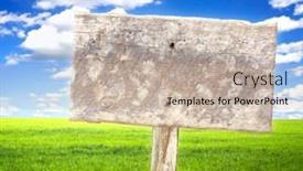  Presentation with sky blue - Theme featuring wooden-signboard-with-meadow background and a mint green colored foreground