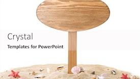  Presentation with signboard - Beautiful presentation design featuring wooden signboard with sand isolated on white backdrop and a white colored foreground