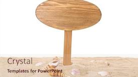  Presentation with signboard - Cool new presentation design with wooden-signboard-with-sand-isolated backdrop and a lemonade colored foreground