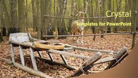  Presentation with deer - Amazing slides having wooden-sleigh-and-deer-stuffed backdrop and a tawny brown colored foreground