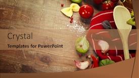  Presentation with spoon - Cool new slides with wooden-spoon-and-ingredients backdrop and a coral colored foreground