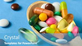  Presentation with medicament - Slides enhanced with wooden-spoon-full-of-pills background and a teal colored foreground