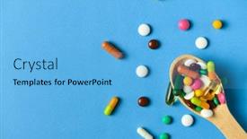  Presentation with medicament - Cool new slides with wooden-spoon-full-of-pills backdrop and a light blue colored foreground