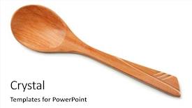  Presentation with spoon - Colorful slide deck enhanced with wooden spoon isolated on white backdrop and a white colored foreground