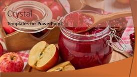  Presentation with spoon - PPT layouts consisting of wooden-spoon-with-appetizing-lingonberry background and a coral colored foreground