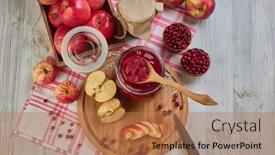  Presentation with spoon - Presentation design consisting of wooden-spoon-with-appetizing-lingonberry background and a coral colored foreground