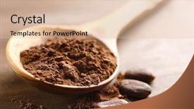  Presentation with cocoa - Beautiful presentation theme featuring wooden spoon with cocoa powder backdrop and a lemonade colored foreground
