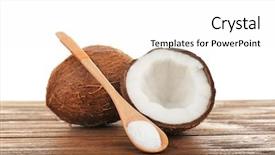  Presentation with coconut oil - Slide deck featuring wooden spoon with coconut oil background and a white colored foreground