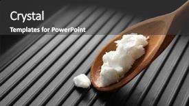  Presentation with coconut oil - Slides having wooden spoon with coconut oil background and a dark gray colored foreground