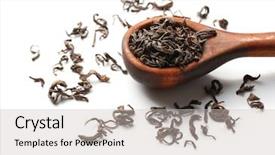  Presentation with spoon - Slide set featuring wooden spoon with dry tea background and a light gray colored foreground