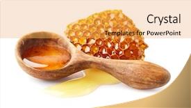  Presentation with honeycomb - Colorful presentation theme enhanced with wooden spoon with honeycomb backdrop and a yellow colored foreground