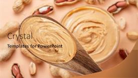  Presentation with peanut - PPT theme featuring wooden-spoon-with-peanut-butter background and a yellow colored foreground