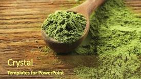  Presentation with powdered - Cool new presentation theme with wooden spoon with powdered matcha backdrop and a tawny brown colored foreground