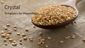  Presentation with sesame seed - Presentation theme featuring wooden spoon with raw sesame background and a coral colored foreground