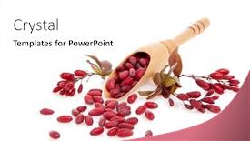  Presentation with barberry - Colorful PPT theme enhanced with wooden-spoon-with-ripe-red backdrop and a white colored foreground