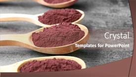  Presentation with acai - Audience pleasing slide deck consisting of wooden spoons with acai powder on grey background backdrop and a violet colored foreground