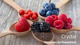  Presentation with berries - Slides consisting of wooden-spoons-with-forest-berries background and a violet colored foreground