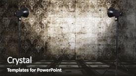  Presentation with old fashioned photo album - Amazing PPT layouts having wooden stage spotlights - photo studio in old grunge backdrop and a dark gray colored foreground
