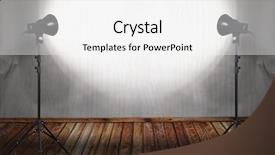  Presentation with old photo - Beautiful PPT theme featuring wooden stage spotlights - photo studio in old grunge backdrop and a white colored foreground