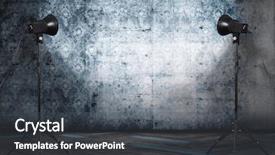  Presentation with old fashioned photo album - Beautiful presentation theme featuring wooden stage spotlights - photo studio in old grunge backdrop and a dark gray colored foreground