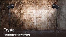  Presentation with old photo - Presentation design consisting of wooden stage spotlights - photo studio in old grunge background and a tawny brown colored foreground