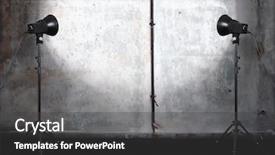  Presentation with old fashioned photo album - Amazing PPT theme having wooden stage spotlights - photo studio in old room backdrop and a dark gray colored foreground