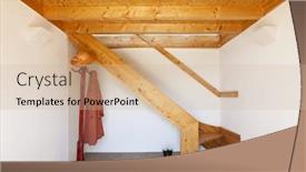  Presentation with rural home - Beautiful PPT layouts featuring wooden staircase rural home interior backdrop and a soft green colored foreground