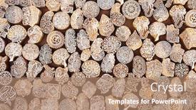  Presentation with stamps - Slides having wooden-stamps-printing-blocks-hand background and a coral colored foreground