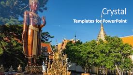  Presentation with chiang mai - Cool new presentation design with wooden-standing-buddha-at-wat backdrop and a teal colored foreground
