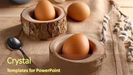  Presentation with eggs egg carton egg box - Slide deck featuring wooden stands with ester eggs background and a tawny brown colored foreground
