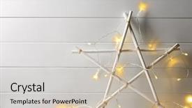 Presentation with christmas lights - Colorful PPT layouts enhanced with wooden star with christmas lights backdrop and a light gray colored foreground