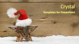  Presentation with red star - Slide deck featuring wooden star with red santa background and a tawny brown colored foreground