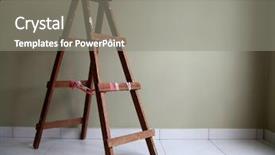  Presentation with step - PPT layouts consisting of wooden step ladder alone background and a gray colored foreground