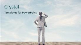  Presentation with competition - PPT theme featuring wooden surface and looking ahead background and a sky blue colored foreground