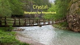  Presentation with suspension bridge - Presentation design enhanced with wooden-suspension-bridge-over-savinja background and a tawny brown colored foreground