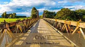  Presentation with suspension bridge - PPT layouts featuring wooden-suspension-bridge-over background and a coral colored foreground